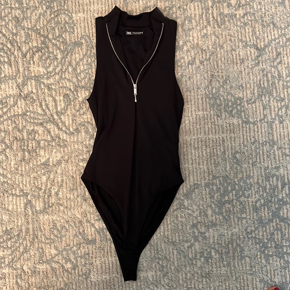 Zara black zip bodysuit
